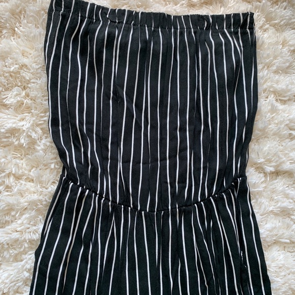 American Eagle black and white stripe tube top jumpsuit - Picture 2 of 5